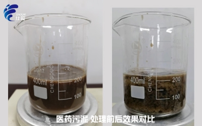制藥污泥含水率太高，壓泥不成型解決之道-青島仕駿